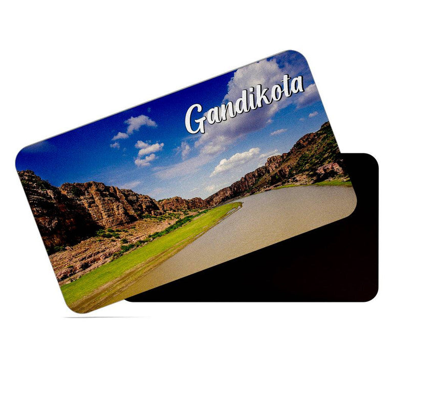 dhcrafts Rectangular Rubber Fridge Magnet / Magnetic Card Multicolor Andhra Pradesh Gandikota Design Pack of 1 (8.6cm x 5.4cm)